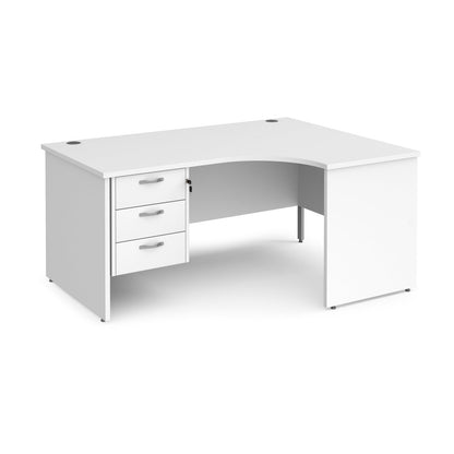 Maestro 25 panel end right hand ergonomic corner desk with 3 drawer ped