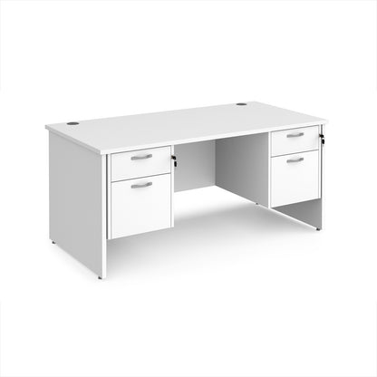 Maestro 25 panel end 800mm deep desk with 2 x 2 drawer peds - MP16P22WH