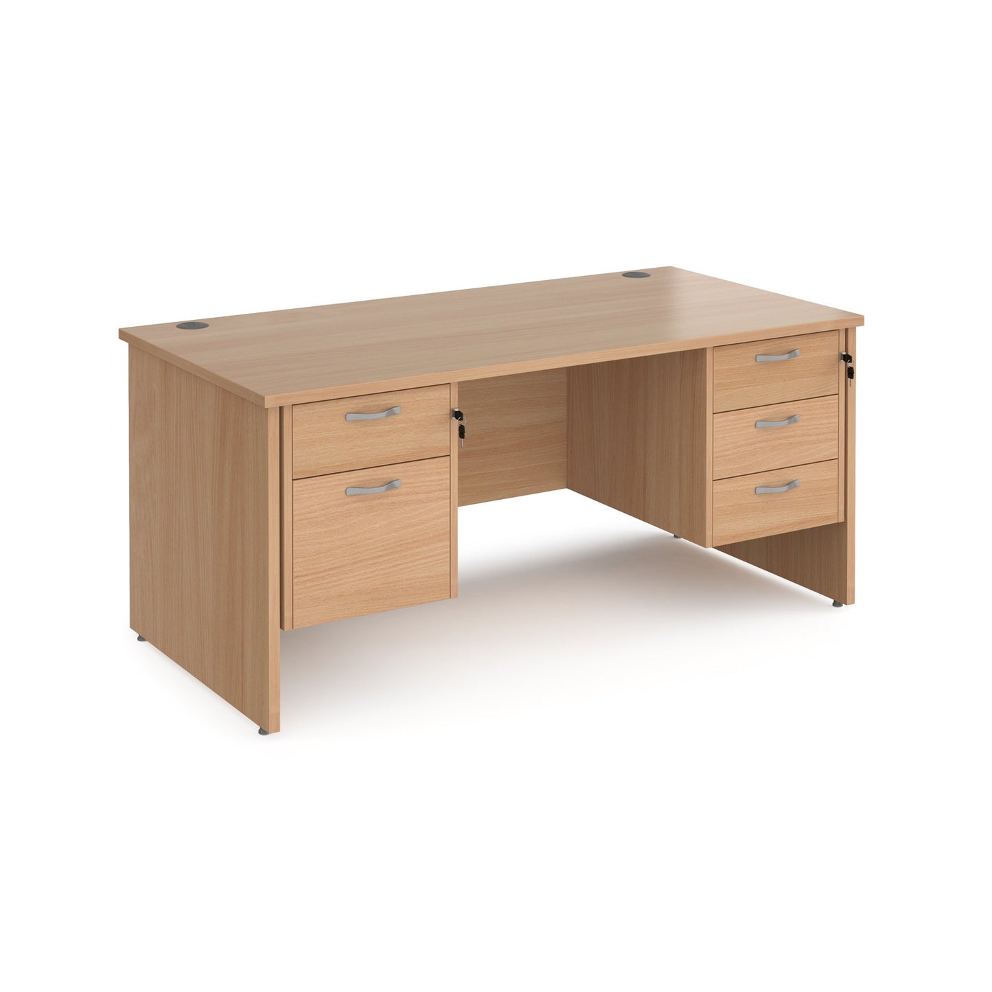 Maestro 25 panel end 800mm deep desk with 2 & 3 drawer peds