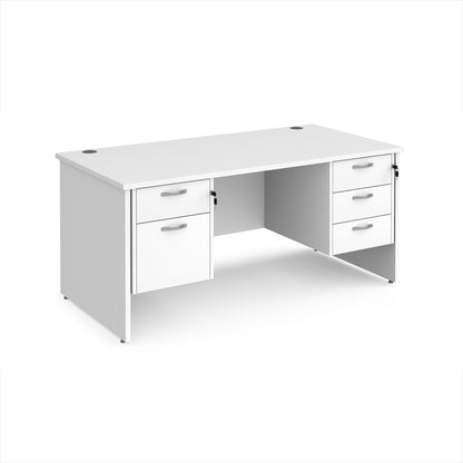 Maestro 25 panel end 800mm deep desk with 2 & 3 drawer peds - MP16P23WH