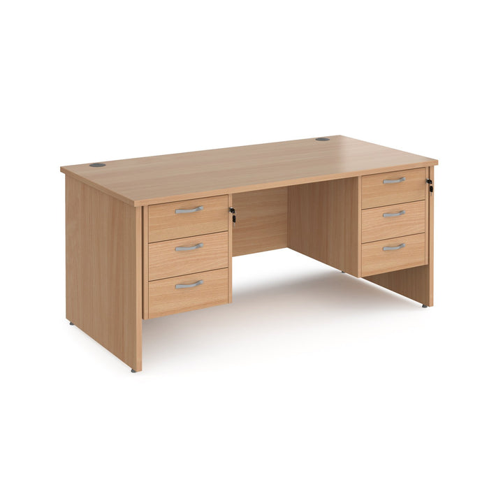 Maestro 25 panel end 800mm deep desk with 2 x 3 drawer peds