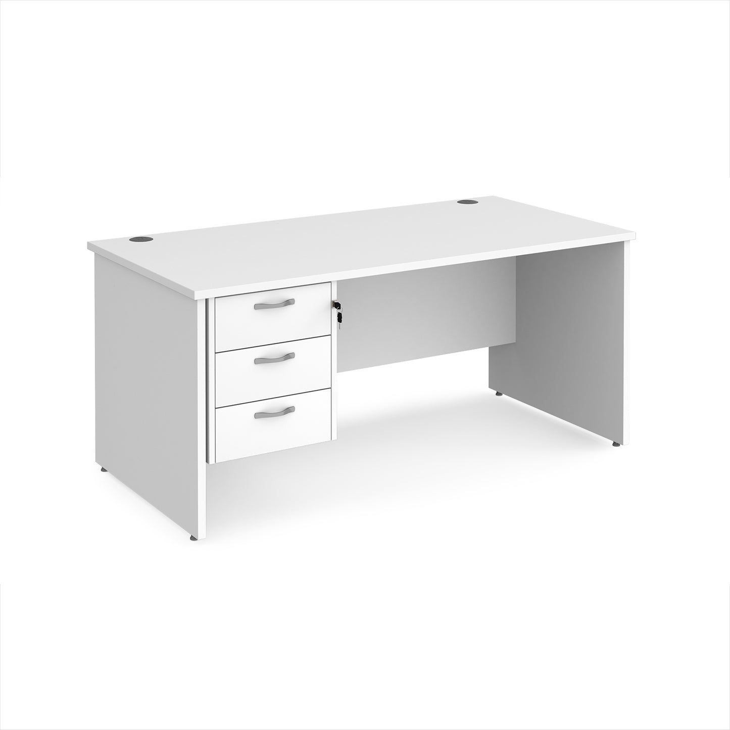Maestro 25 panel end 800mm deep desk with 3 drawer ped - MP16P3WH