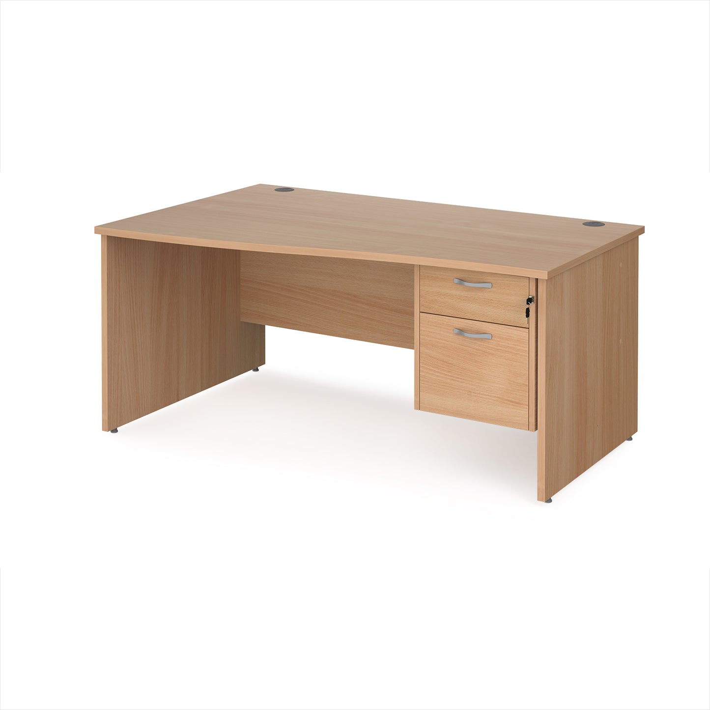 Maestro 25 panel end left hand wave desk with 2 drawer ped - MP16WLP2B