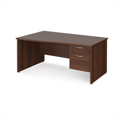 Maestro 25 panel end left hand wave desk with 2 drawer ped - MP16WLP2W