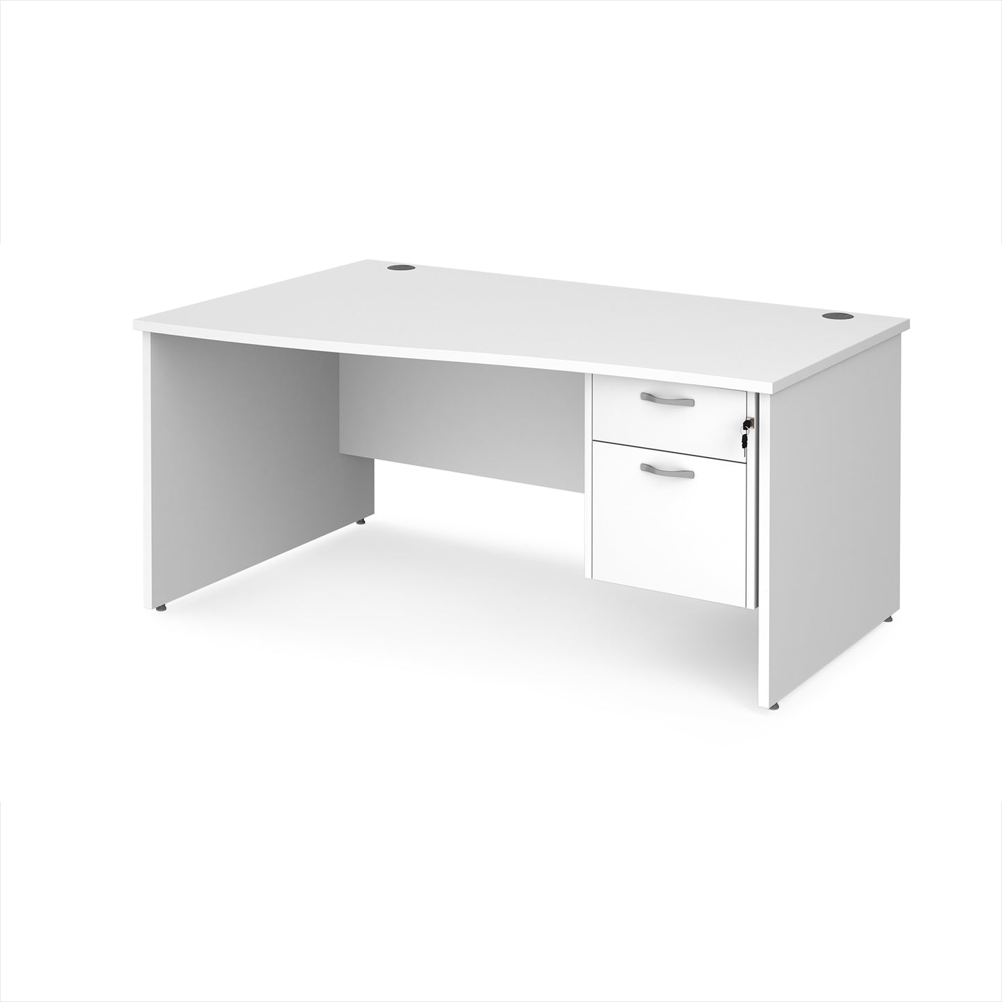 Maestro 25 panel end left hand wave desk with 2 drawer ped - MP16WLP2WH