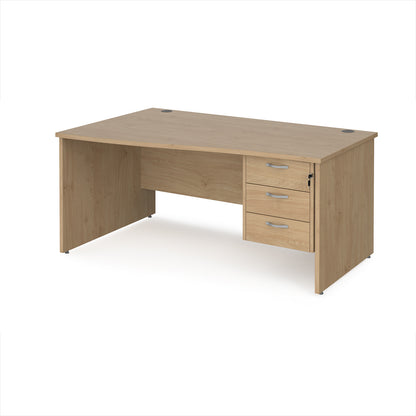 Maestro 25 panel end left hand wave desk with 3 drawer ped - MP16WLP3KO