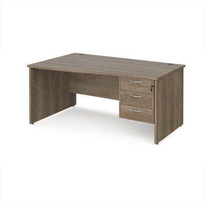 Maestro 25 panel end left hand wave desk with 3 drawer ped - MP16WLP3NO