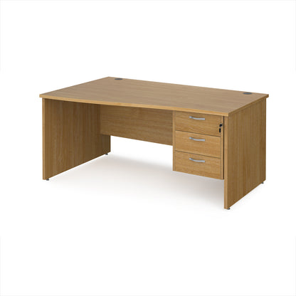 Maestro 25 panel end left hand wave desk with 3 drawer ped - MP16WLP3O