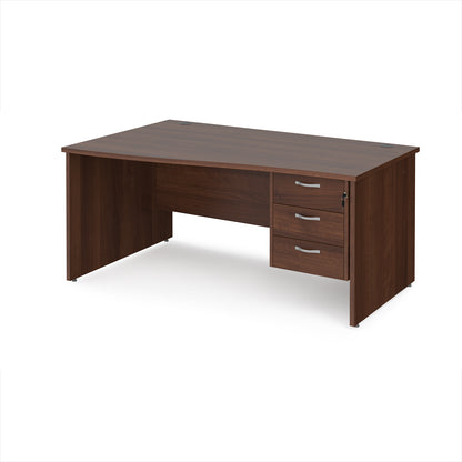 Maestro 25 panel end left hand wave desk with 3 drawer ped - MP16WLP3W