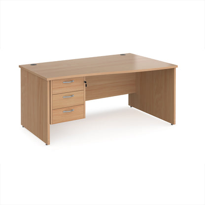 Maestro 25 panel end right hand wave desk with 3 drawer ped - MP16WRP3B