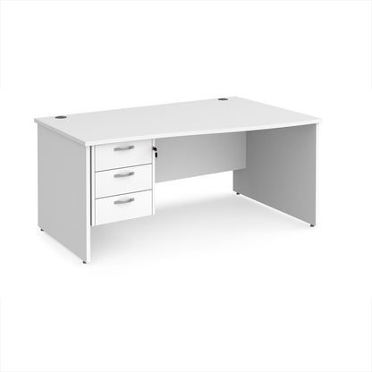 Maestro 25 panel end right hand wave desk with 3 drawer ped - MP16WRP3WH
