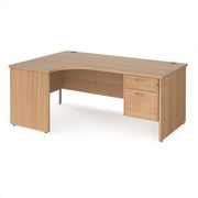 Maestro 25 panel end left hand ergonomic desk with 2 drawer ped