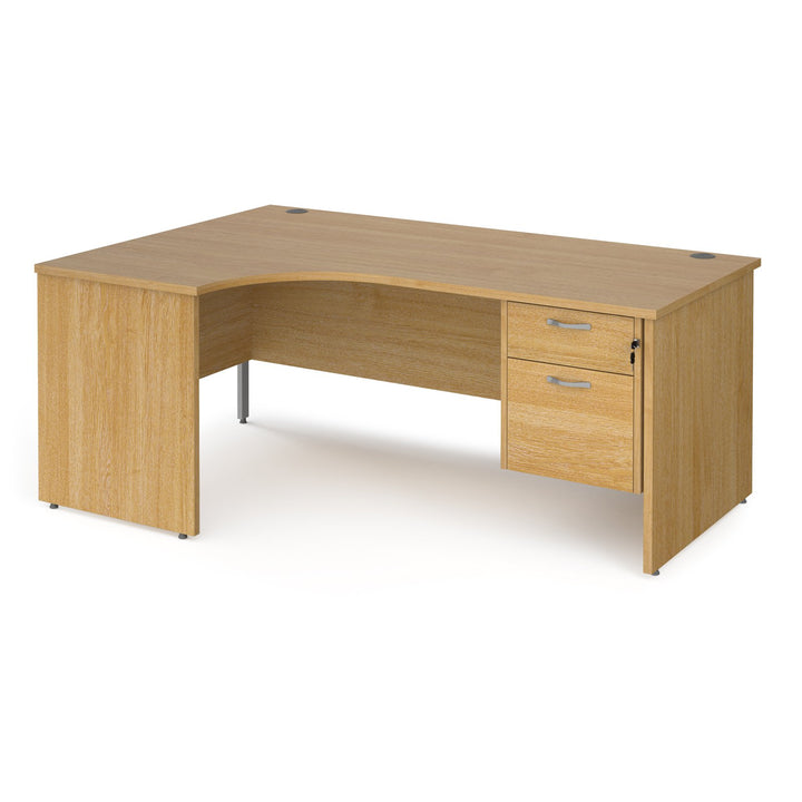 Maestro 25 panel end left hand ergonomic corner desk with 2 drawer ped