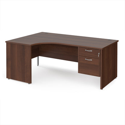 Maestro 25 panel end left hand ergonomic desk with 2 drawer ped - MP18ELP2W