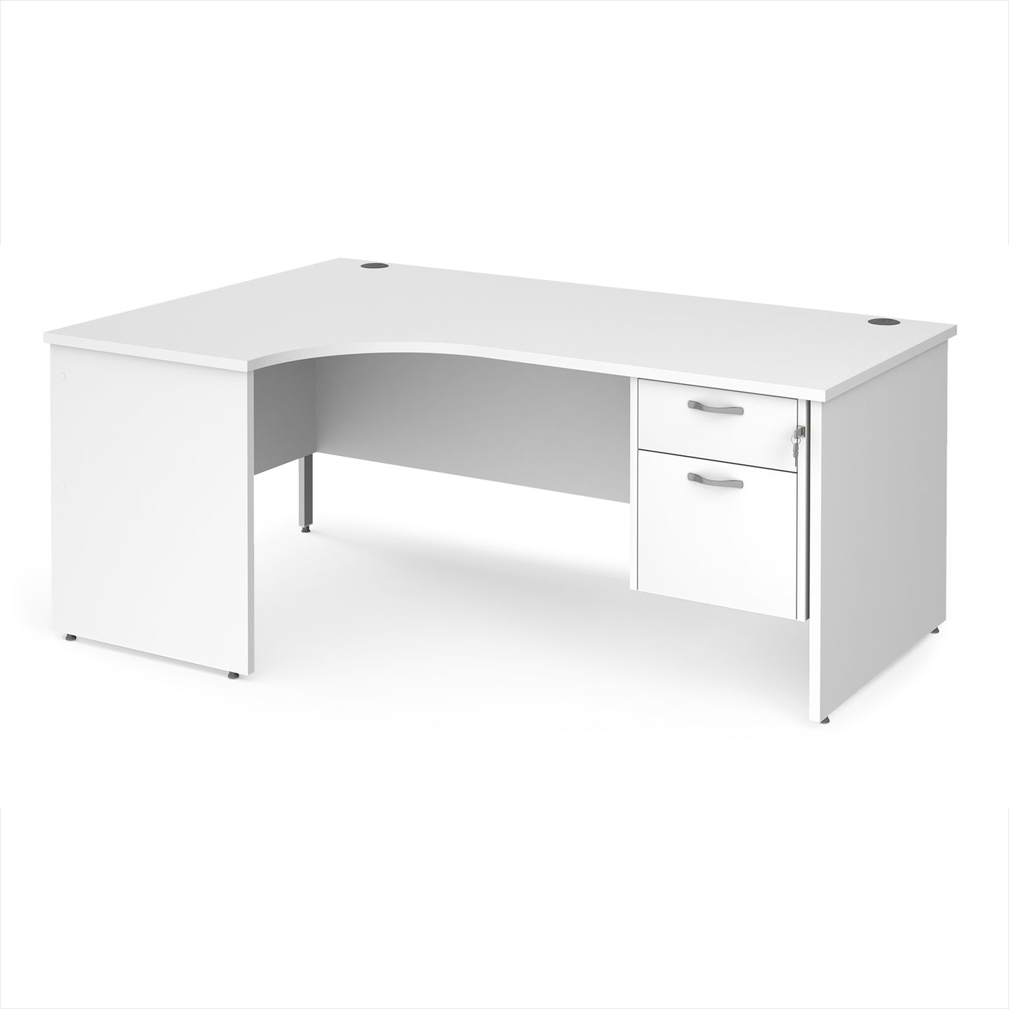 Maestro 25 panel end left hand ergonomic desk with 2 drawer ped - MP18ELP2WH