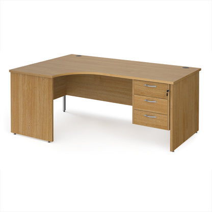 Maestro 25 panel end left hand ergonomic desk with 3 drawer ped - MP18ELP3O