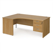 Maestro 25 panel end left hand ergonomic desk with 3 drawer ped