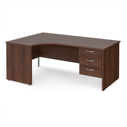 Maestro 25 panel end left hand ergonomic desk with 3 drawer ped - MP18ELP3W