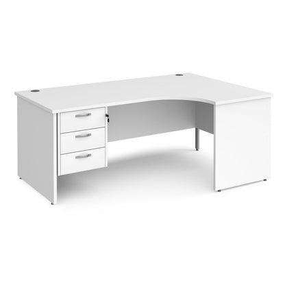 Maestro 25 panel end right hand ergonomic corner desk with 3 drawer ped