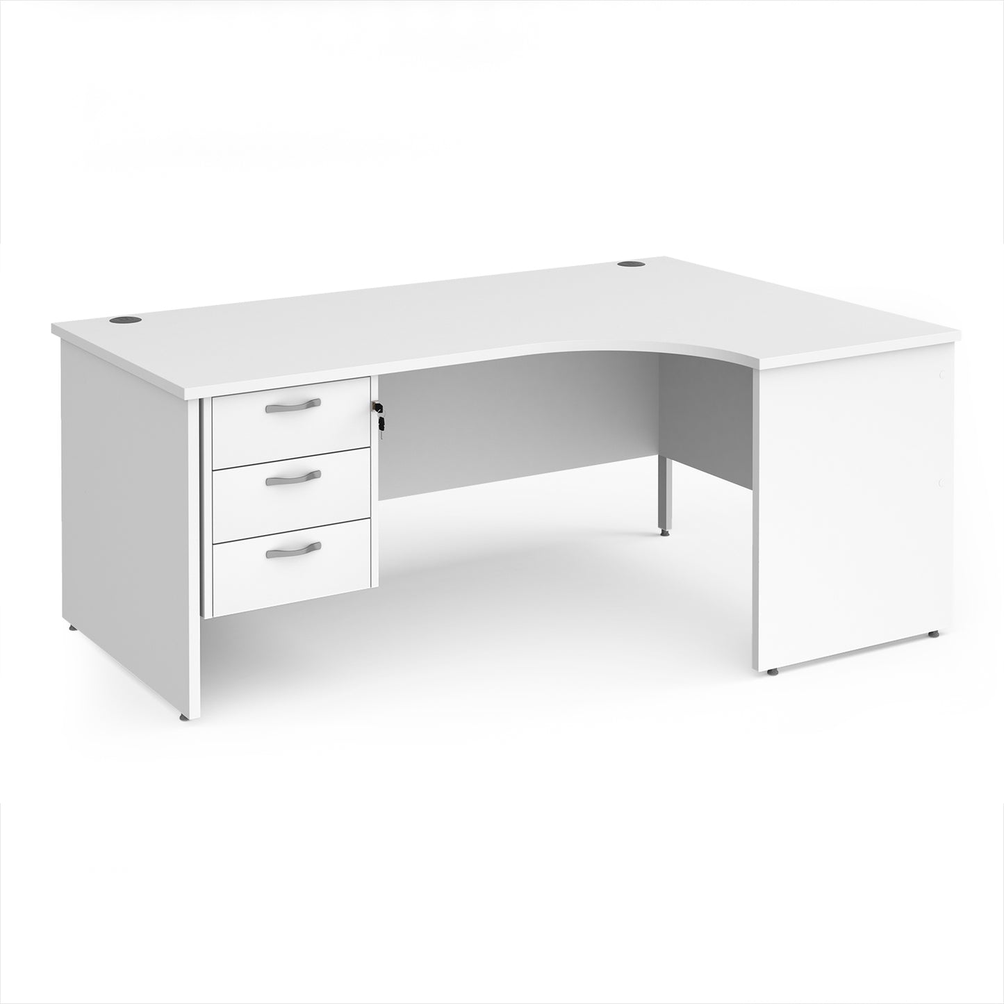 Maestro 25 panel end right hand ergonomic desk with 3 drawer ped - MP18ERP3WH