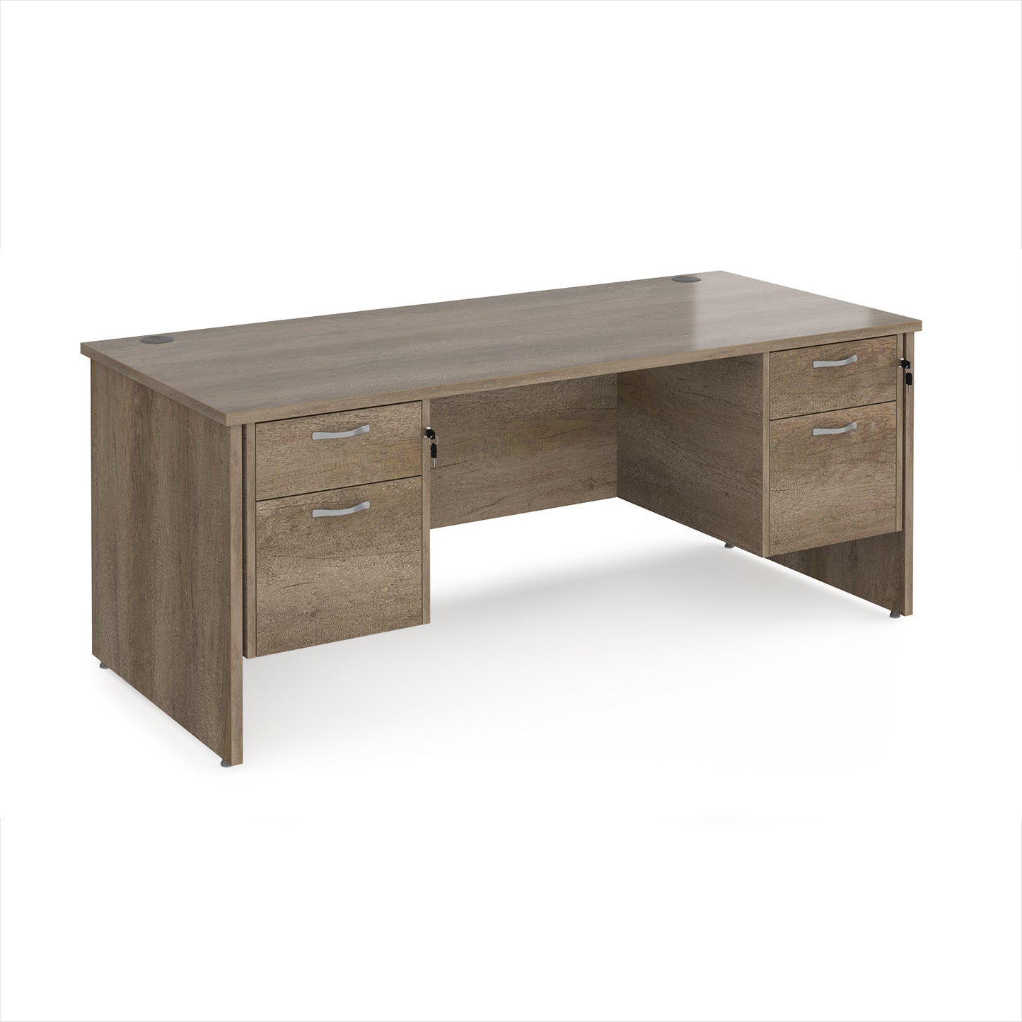Maestro 25 panel end 800mm deep desk with 2 x 2 drawer peds - MP18P22NO