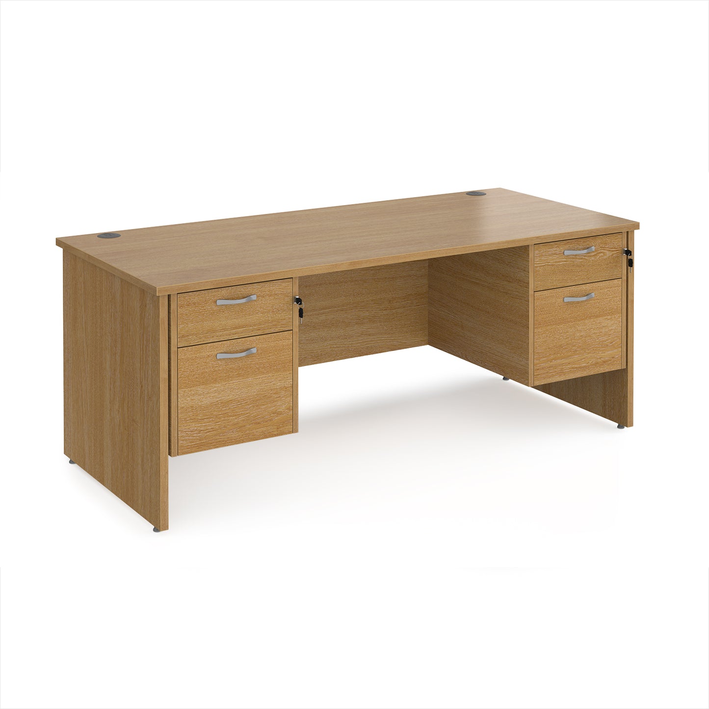 Maestro 25 panel end 800mm deep desk with 2 x 2 drawer peds - MP18P22O