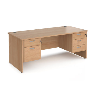 Maestro 25 panel end 800mm deep desk with 2 & 3 drawer peds