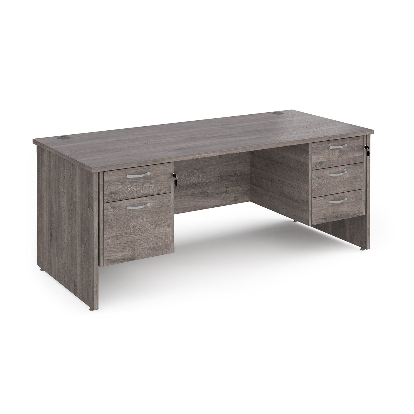 Maestro 25 panel end 800mm deep desk with 2 & 3 drawer peds