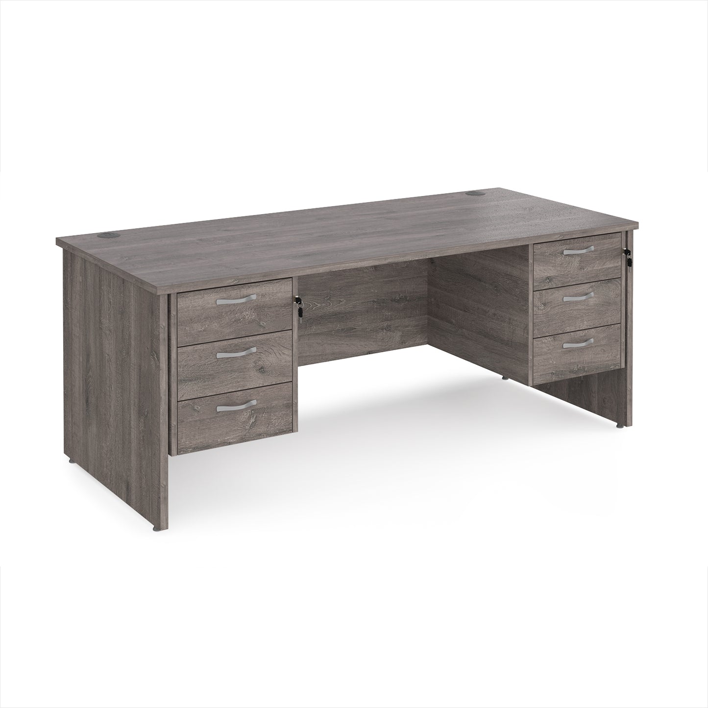 Maestro 25 panel end 800mm deep desk with 2 x 3 drawer peds - MP18P33GO
