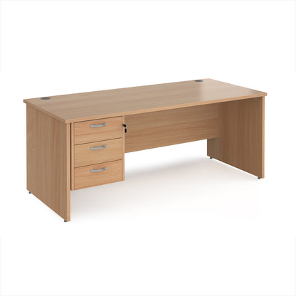 Maestro 25 panel end 800mm deep desk with 3 drawer ped - MP18P3B