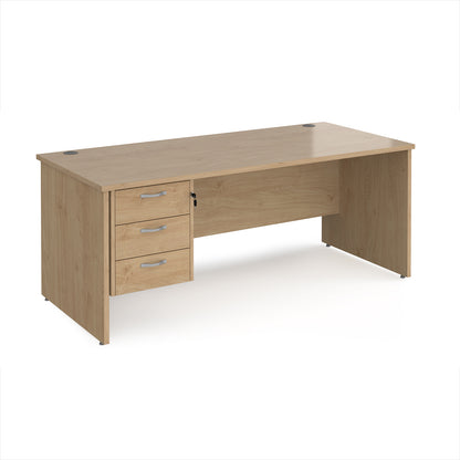 Maestro 25 panel end 800mm deep desk with 3 drawer ped - MP18P3KO