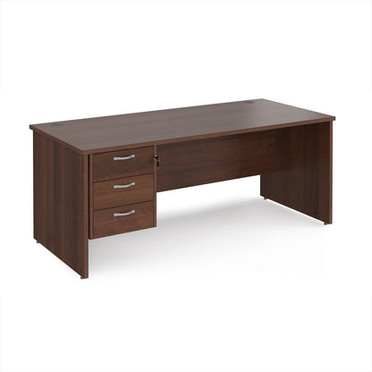 Maestro 25 panel end 800mm deep desk with 3 drawer ped - MP18P3W