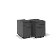 Steel 3 Drawer Wide Mobile Pedestal - Grey