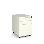 Steel 3 Drawer Wide Mobile Pedestal - Grey
