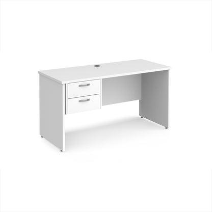 Maestro 25 panel end 600mm deep desk with 2 drawer ped - MP614P2WH