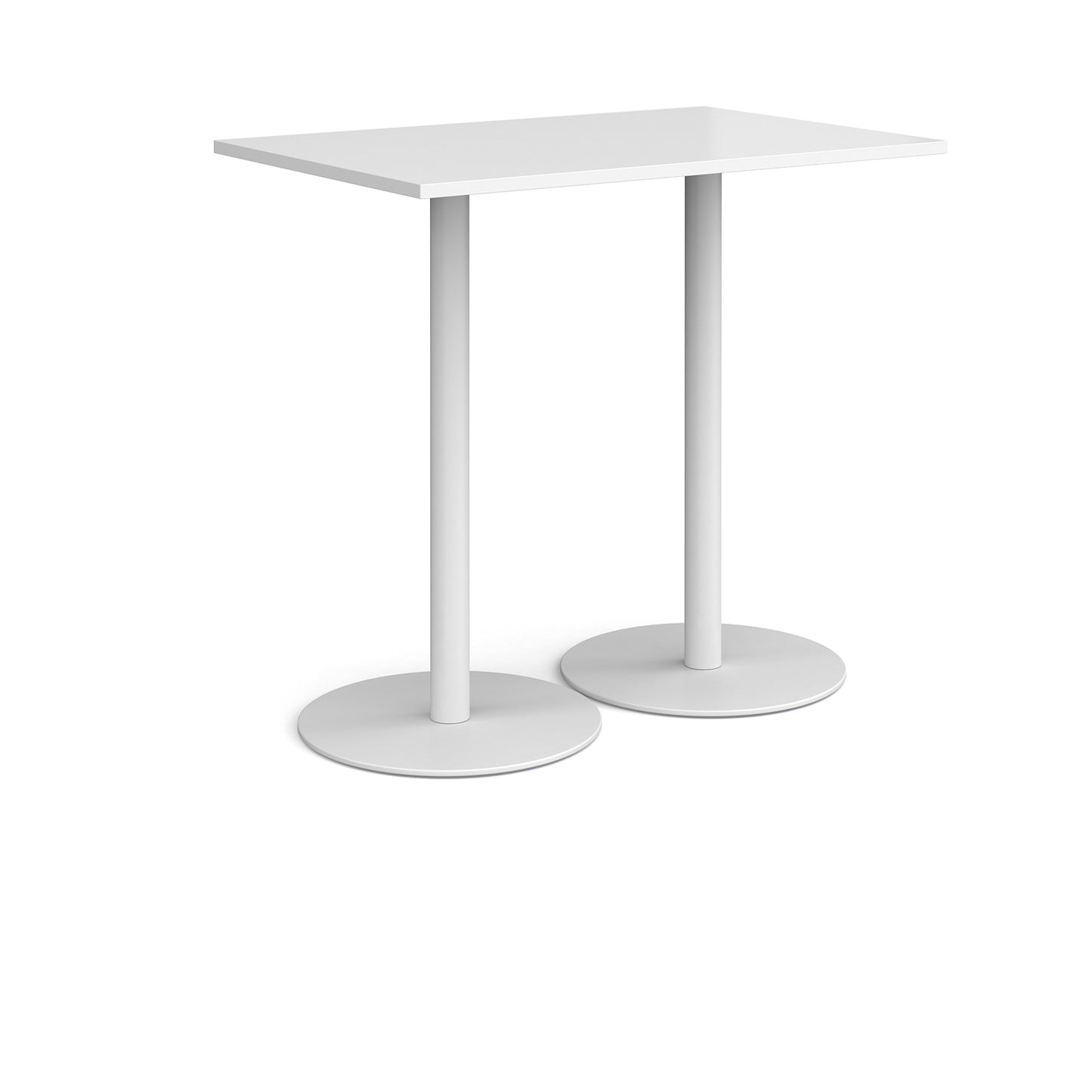 Monza rectangular poseur table with round bases - MPR1200-WH-WH