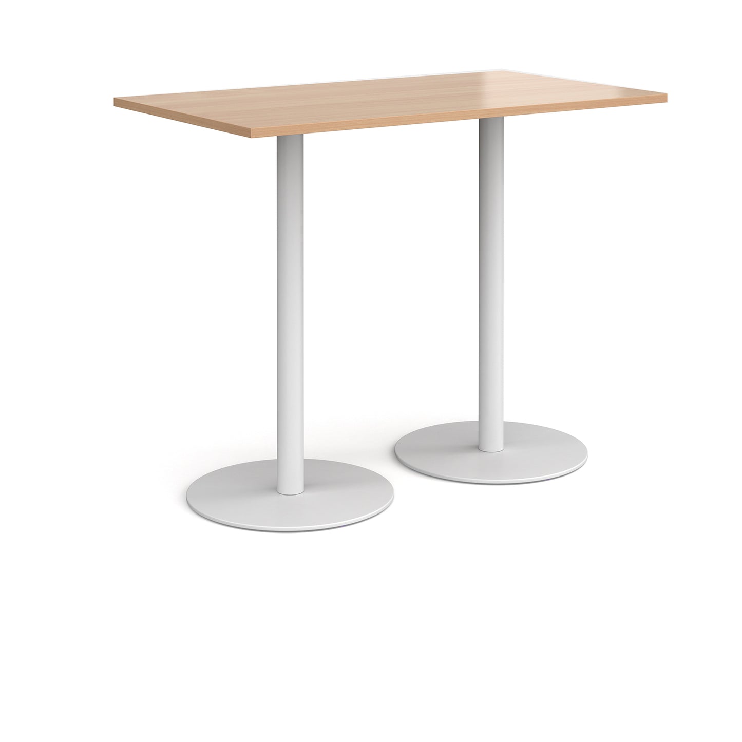 Monza rectangular poseur table with round bases - MPR1400-WH-B