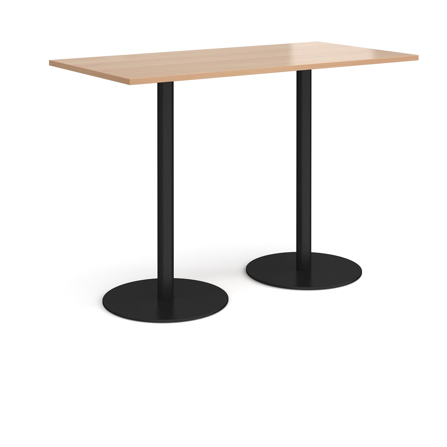 Monza rectangular poseur table with round bases - MPR1600-K-B
