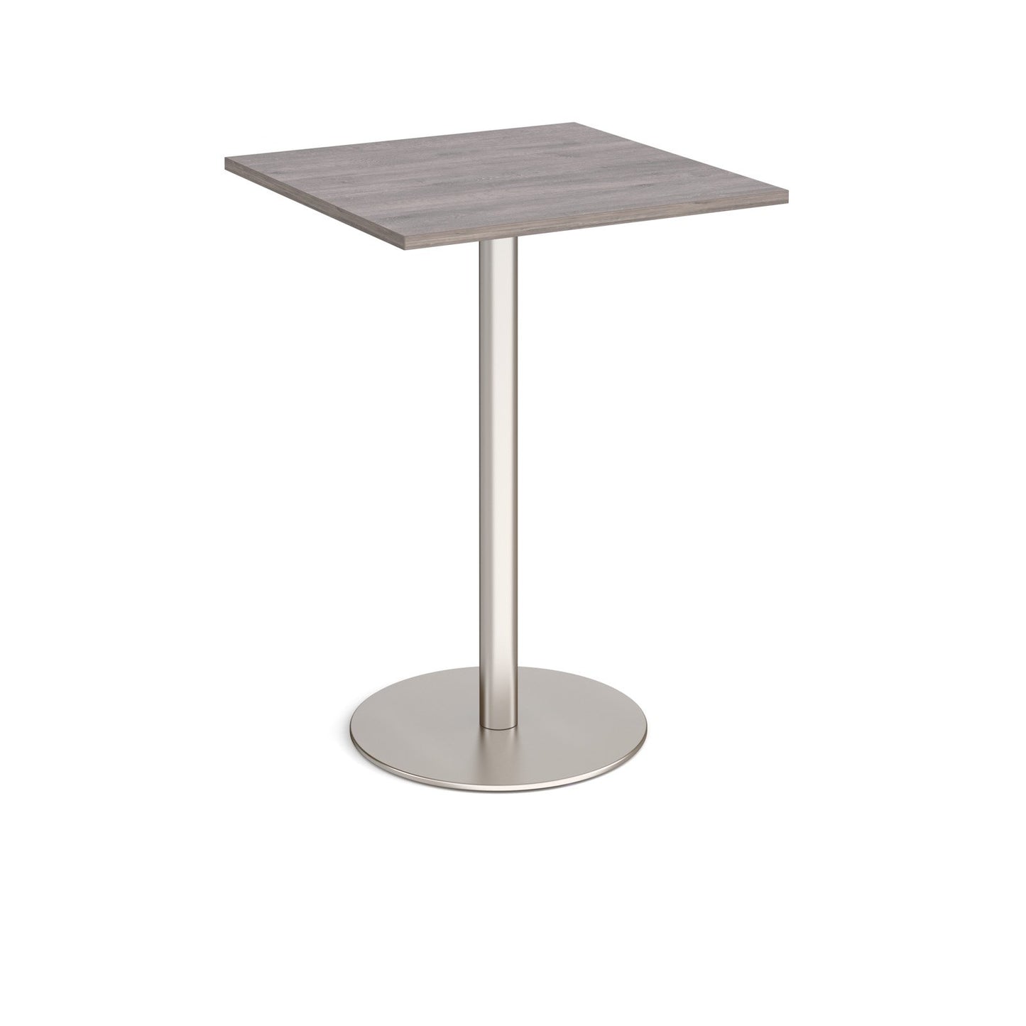 Monza square poseur table with flat round base