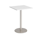 Monza square poseur table with flat round base