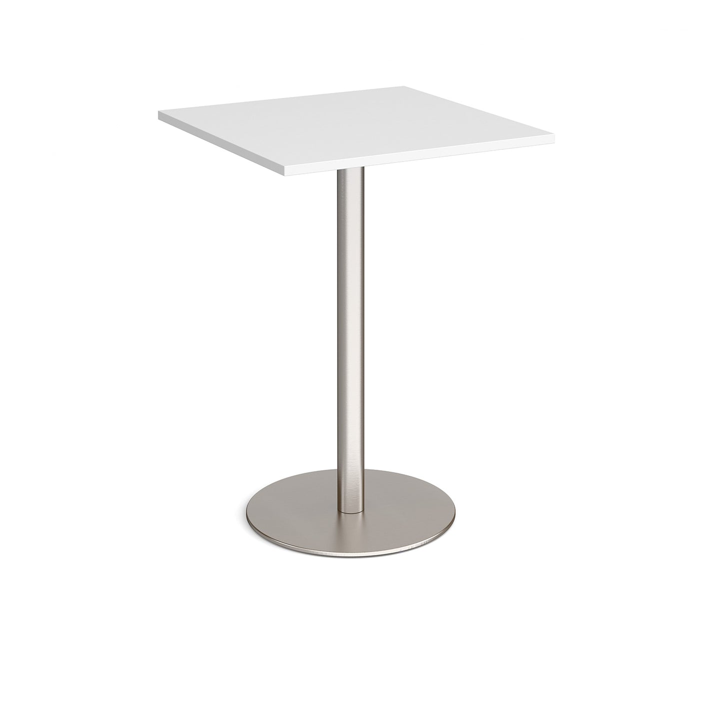 Monza square poseur table with flat round base - MPS800-BS-WH