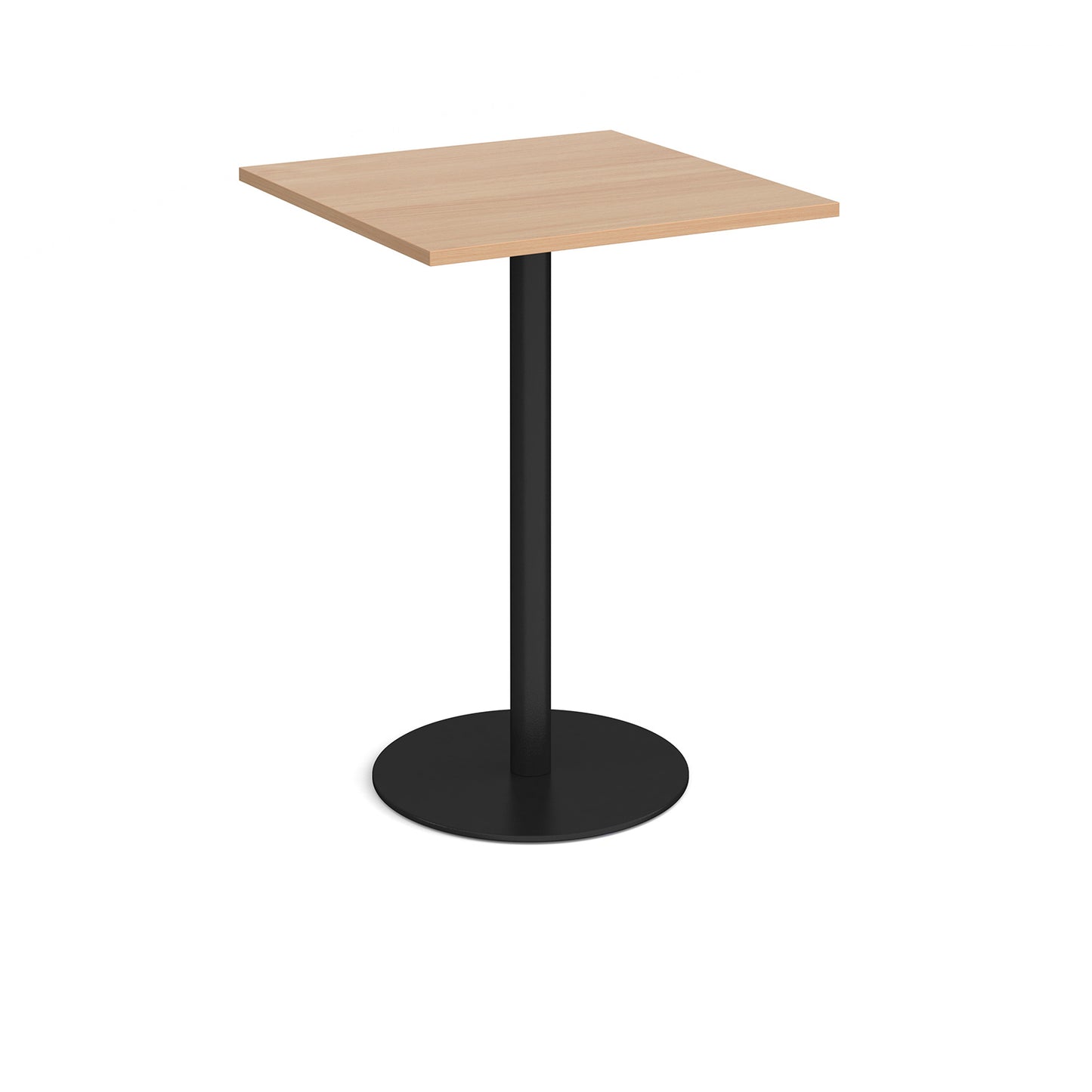 Monza square poseur table with flat round base - MPS800-K-B