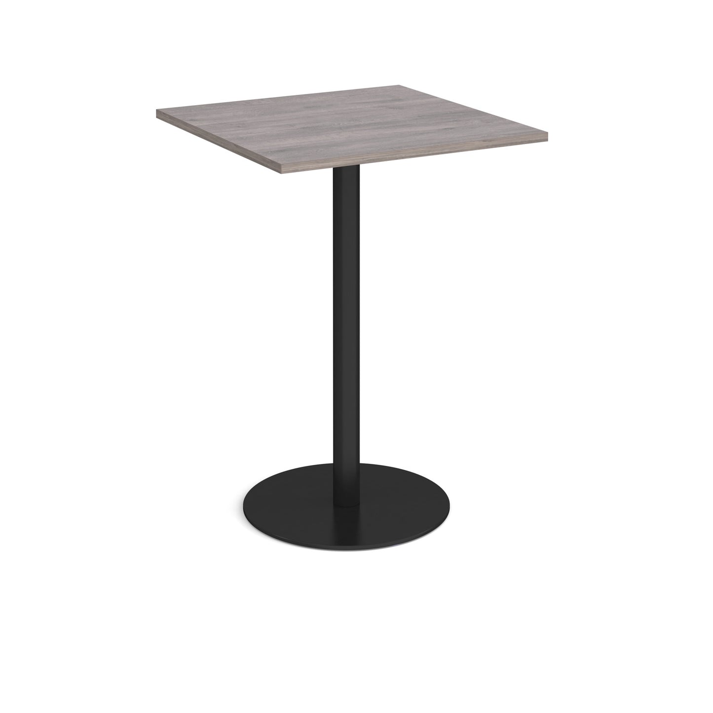 Monza square poseur table with flat round base - MPS800-K-GO