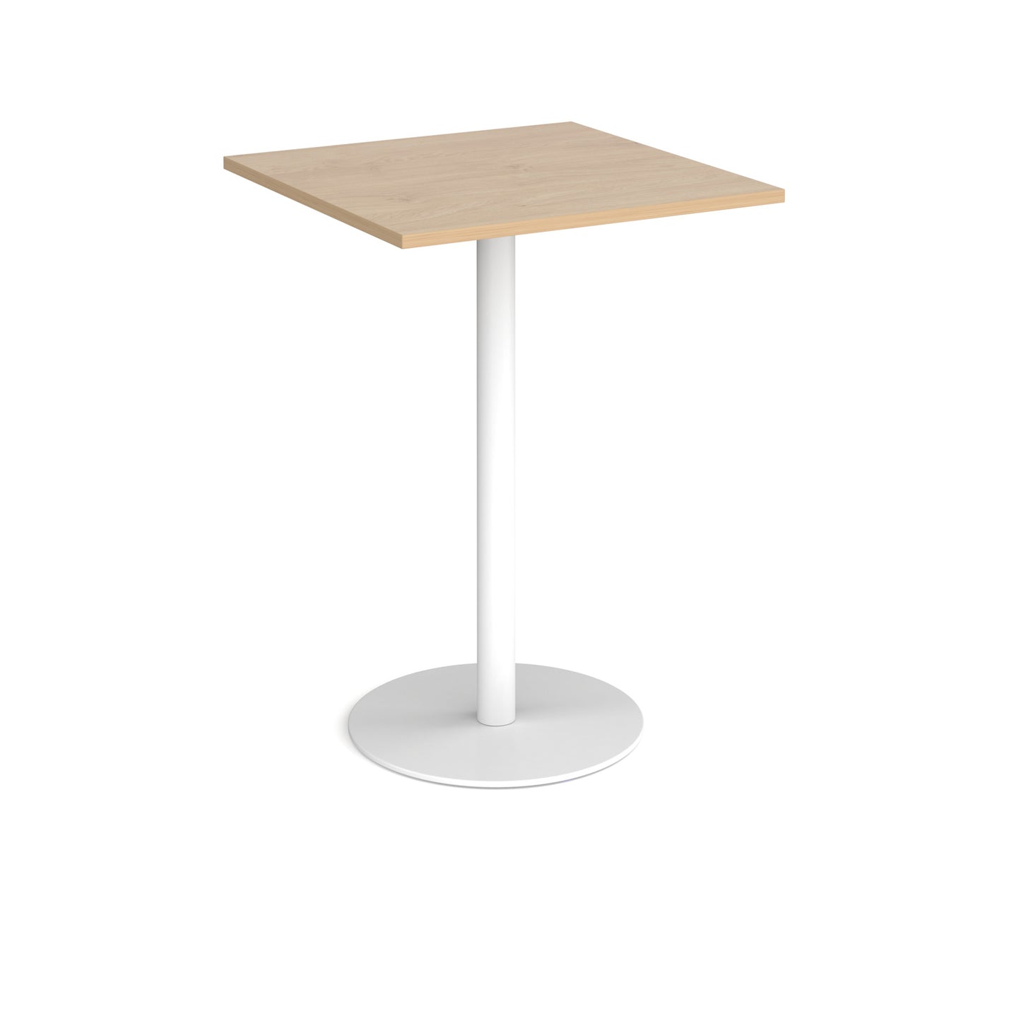 Monza square poseur table with flat round base - MPS800-WH-KO