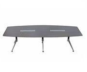 Nero Executive Boardroom Table – Walnut & Anthracite with Brushed Metal Comms Box