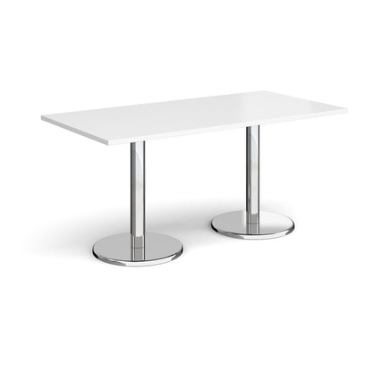 Pisa rectangular dining table with round bases - PDR1600-WH