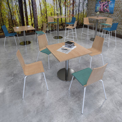 Pisa square dining table with round base