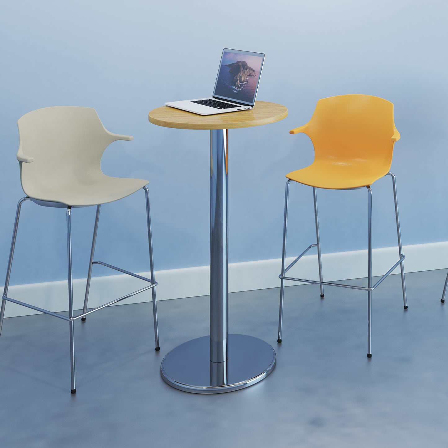 Roscoe high stool with seat pad and chrome frame