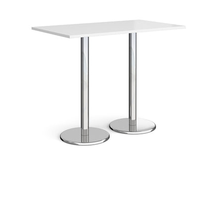 Pisa rectangular poseur table with round bases - PPR1400-WH