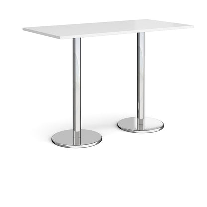 Pisa rectangular poseur table with round bases - PPR1600-WH